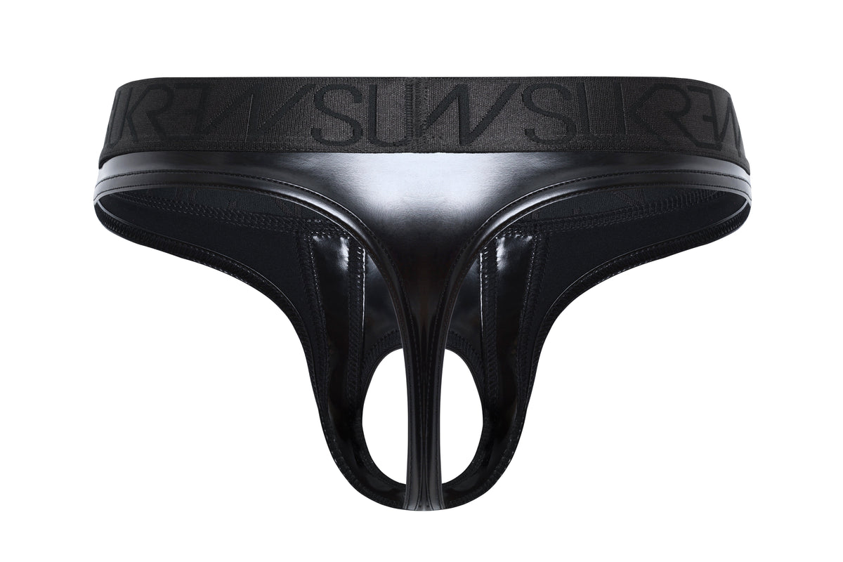 Wet Look U-Style Classic Thong - Fetish Black