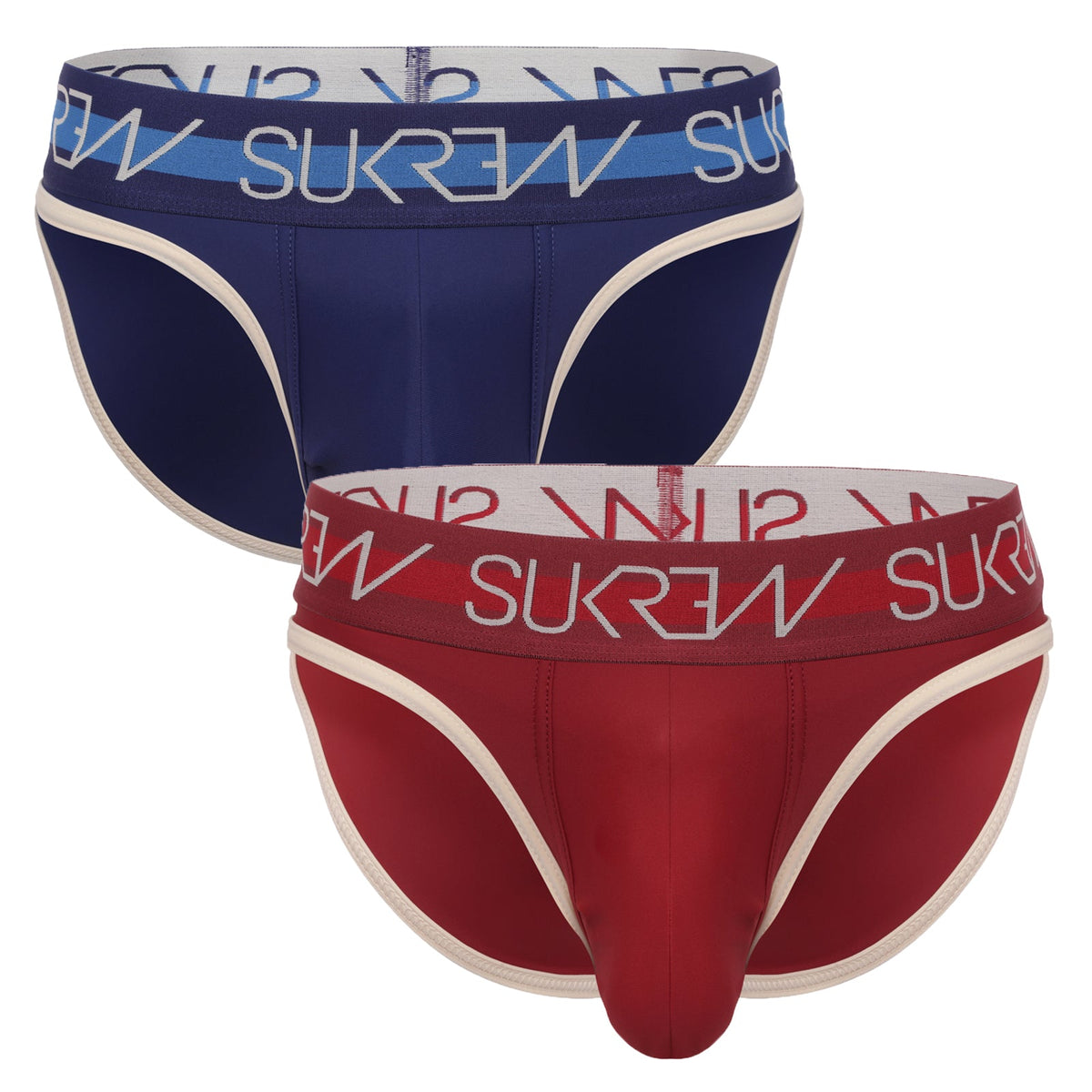 Classic Brief Multipack - Navy/Cream & Burgundy/Cream