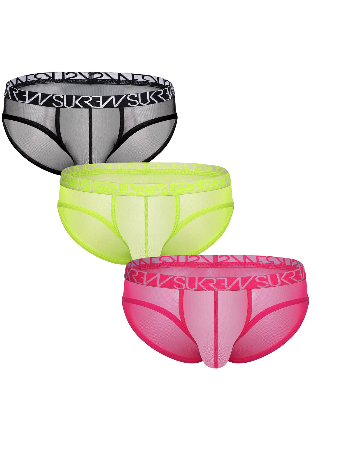 Sheer Low-Rise Brief Multipack - Underground Black, Electric Pink & Acid Yellow