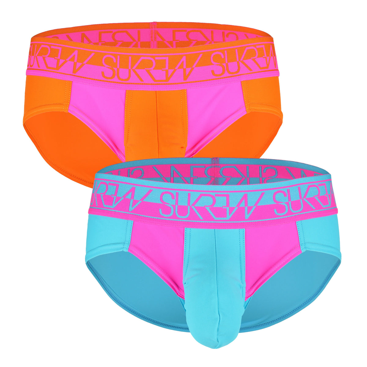 Bloc Brief Multipack - Orange/Pink & Blue/Pink