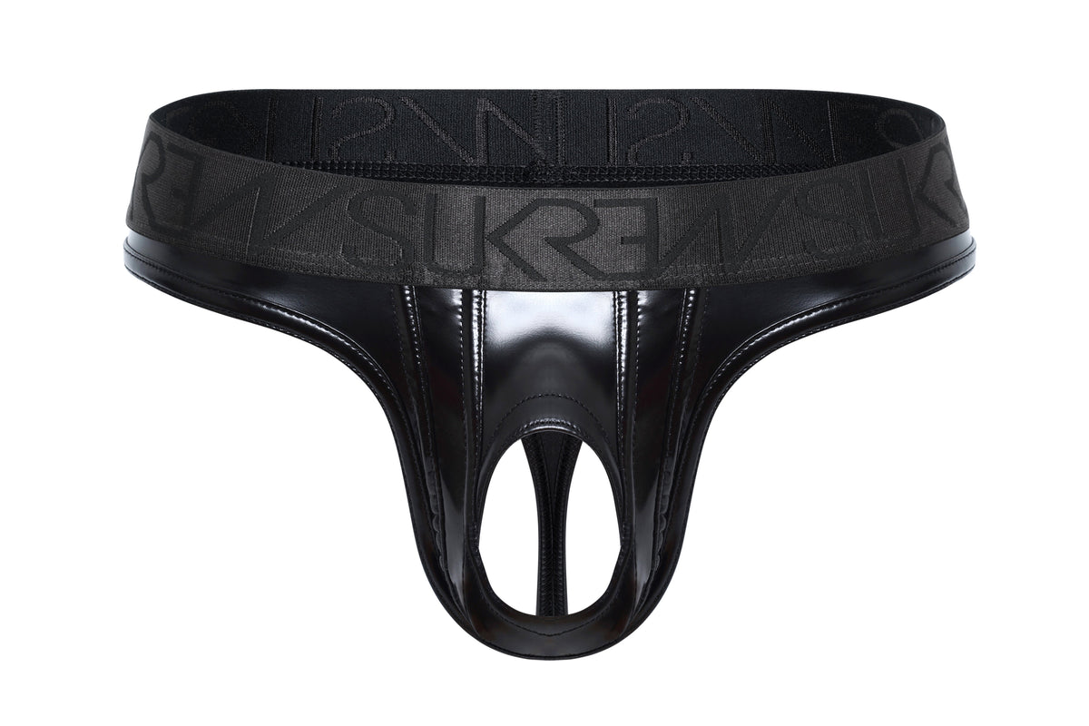 Wet Look U-Style Classic Thong - Fetish Black