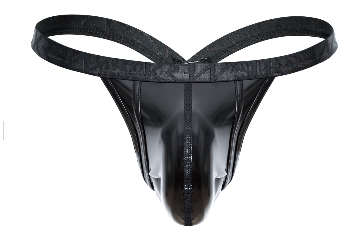Wet Look Bubble Thong - Fetish Black