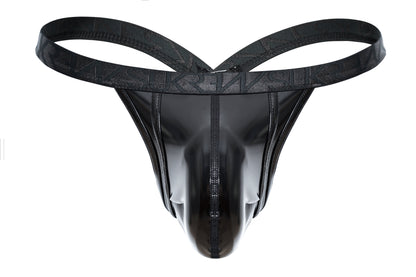 Wet Look Bubble Thong - Fetish Black