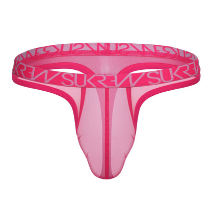 Sheer Low-Rise Thong - Electric Pink
