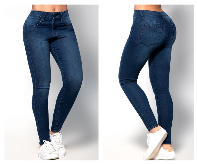 Womens Butt Lifter Skinny Jeans Button Push Up Hip Lift Denim
